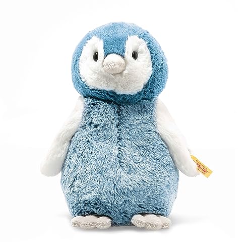Steiff 63930 Original Plüschtier Pinguin Soft Cuddly Friends Paule, Kuscheltier ca. 22 cm, Markenplüsch Knopf im Ohr“, Schmusefreund für Babys von Geburt an, blau, weiß von Steiff