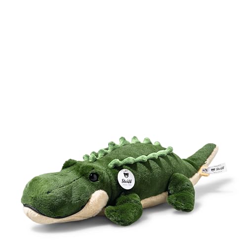 Steiff Kuscheltier Teddies for Tomorrow Rocko Krokodil, Süßes Stofftier mit Kunststoffaugen, Kinder, Jungen & Mädchen, Plüschtier 40 cm, Khaki, 085536 von Steiff