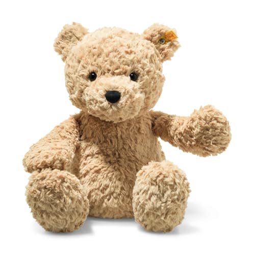 Steiff Kuscheltier Jimmy Teddybär, Süßes Stofftier mit Kunststoffaugen, Kinder, Jungen & Mädchen, Soft Cuddly Friends, Plüschtier 40 cm, Hellbraun, 113512 von Steiff