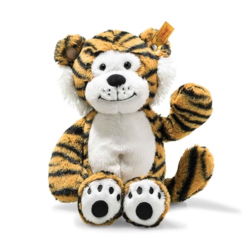 Steiff Toni Tiger 30 cm, Soft Cuddly Friends, Kuscheltier Tiger, Granulatsäckchen in Gesäß, Arme und Beine, flauschiges Stofftier zum Spielen und Kuscheln, Dschungel Wildtier Plüschtier von Steiff