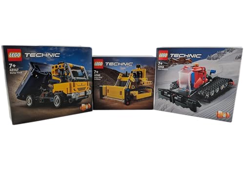 Lego® Technic Bundle 42147 + 42148 + 42163 – 3er Set mit Kippwagen, Schneemobil & Schwerlast-Bagger, kreatives Bauspielzeug von Stein-Experte