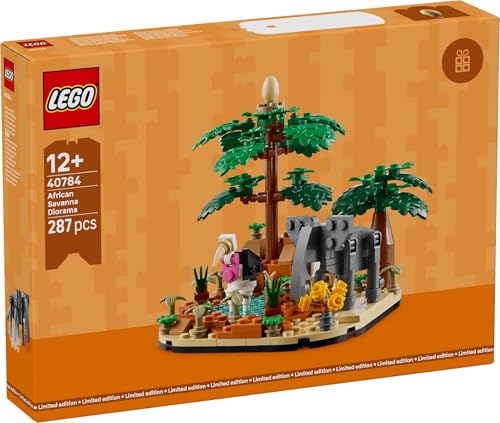Lego 40784 Diorama Afrikanische Savanne – Exklusives Tierwelt-Bauset mit Giraffe, Flamingo & Löwe | Natur-Deko & Geschenk für Kinder, Sammler & Fans exotischer Lego Landschaften von Stein-Experte