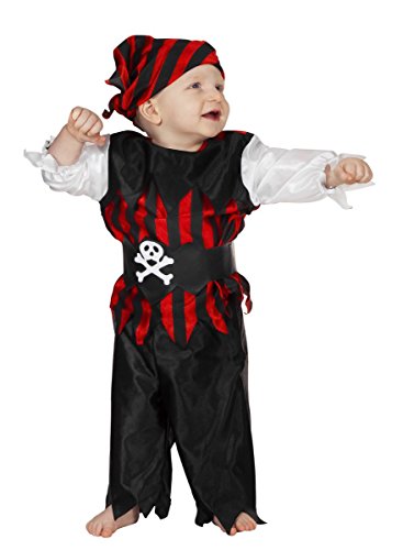 Stekarneval Kleinkind-Kostüm Pirat, rot-schwarz, Gr. 80-86 von Stekarneval