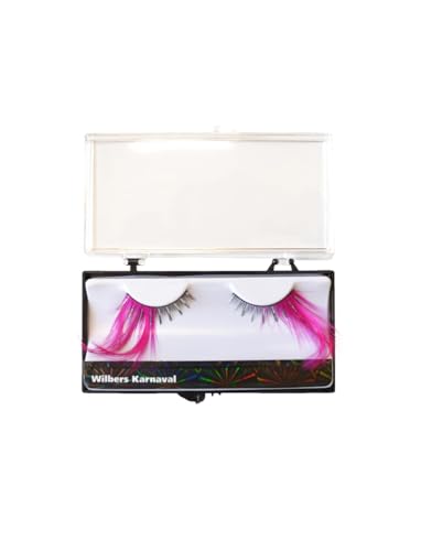 Künstliche Wimpern schwarz/weiß mit lange Feder Neon/Pink Künstliche Wimpern schwarz/weiß mit lange Feder Neon/Pink von Stekarneval