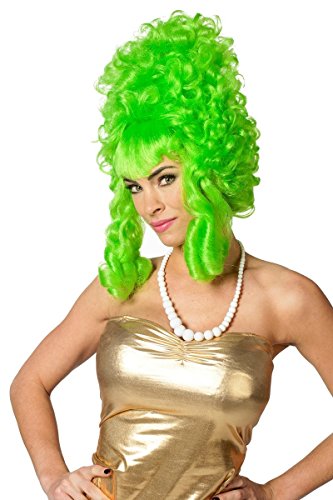 Perücke Lockenkopf, Neon Grün von Stekarneval