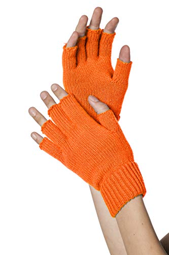 Strick-Handschuhe, fingerlos, Neon-Orange Strick-Handschuhe, fingerlos, Neon-Orange von Onetobye