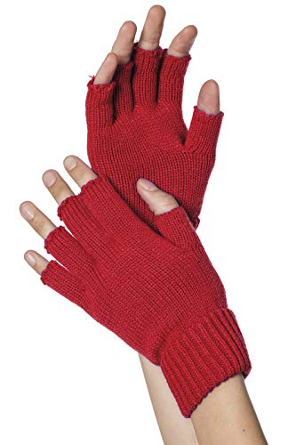 Strick-Handschuhe, fingerlos, Rot von Stekarneval