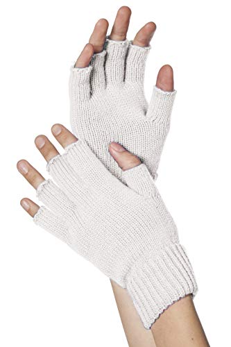 Strick-Handschuhe, fingerlos, Weiß von Stekarneval