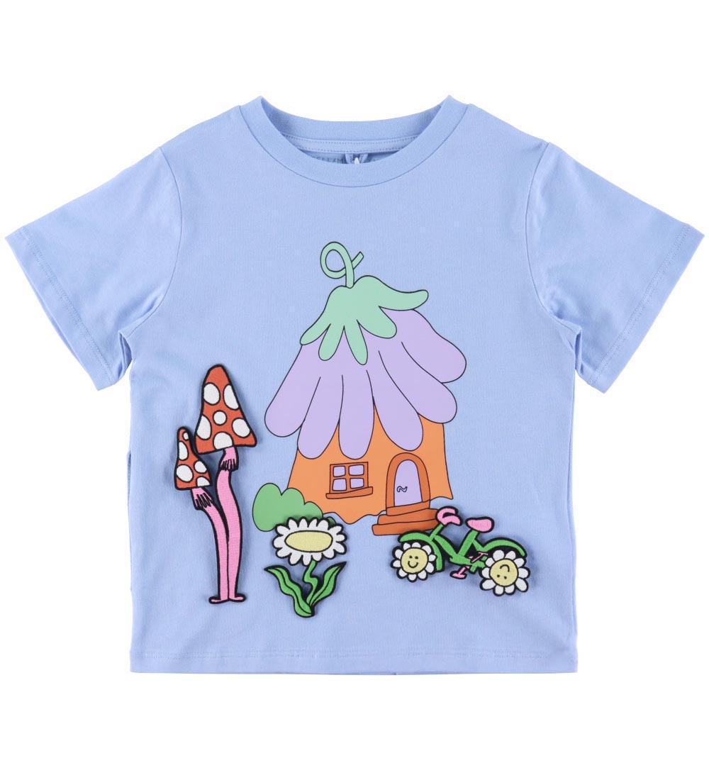 Stella McCartney Kids T-Shirt - Hellblau m. Aufnäher - Stella McCartney Kids - 6 Jahre (116) - T-Shirts von Stella McCartney Kids