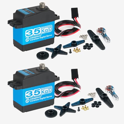 2 Stück 35 kg Servo Pro wasserdichte kernlose Motoren DS3235 PRO DSSERVO Digital-Servo Edelstahl-Getriebe Hohes Drehmoment Servo mit 25T Hornarm für 1/8 1/10 RC Kletterauto, Steuerwinkel 270 Grad 2 Stück 35 kg Servo Pro wasserdichte kernlose Motoren DS3235 PRO DSSERVO Digital-Servo Edelstahl-Getriebe Hohes Drehmoment Servo mit 25T Hornarm für 1/8 1/10 RC Kletterauto, Steuerwinkel 270 Grad von Stemedu
