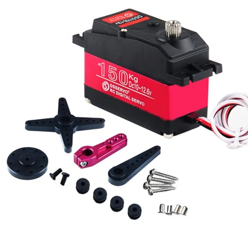Stemedu 150KG DS51150 Digital Servo Metall Getriebe Lenkmotor 12V Hochspannung Roboter Servo Wasserdicht mit 25T Servo Horn (Steuerwinkel 270 Grad) von Stemedu