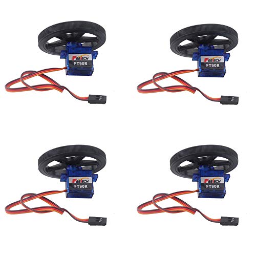 Stemedu 4 Sets FT90R Digital 360 Degree Continuous Rotation 9G Micro RC Servos and Wheels for Airplane RC Helicopter Car Boat Model Stemedu 4 Sets FT90R Digital 360 Degree Continuous Rotation 9G Micro RC Servos and Wheels for Airplane RC Helicopter Car Boat Model von Stemedu