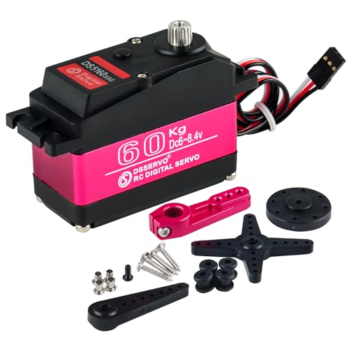 Stemedu 60KG Digital Servo Large Torque Steering Motor Stainless Steel Metal Gear RC Servo High Speed 0.13sec/60 Degree at 8.4V for Robotic & 1:5 RC Car (Control Angle 270 Degree) von Stemedu