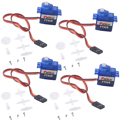 Stemedu FT90R Digital Micro Servo Motor 9G for RC Airplane Robot Helicopter Remote Control, 360 Degree Continuous Rotation (Pack of 4PCS) von Stemedu