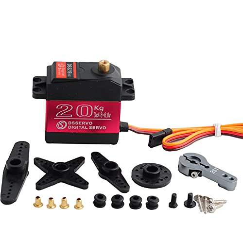 Stemedu 20 KG DS3218 Digital RC Servo with 25T Servo Arm, Waterproof Aluminium Cover Single Axis Servo, Vollmetallgetriebe Digital Servo for 1/8 1/10 RC Cars Robot (Control Angle 180°) von Stemedu