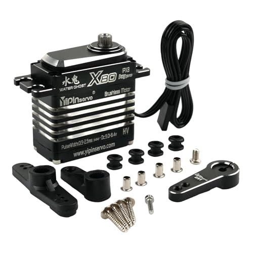 Stemedu X80S 80KG High-Torque Brushless Digital Servo Motor – 8.4V Metal Gear, IP68 Waterproof, PWM Control, Magnetic Encoding – for 1/8 1/10 1/12 RC Cars, Crawlers, Boats, Robots (270 Degree) von Stemedu