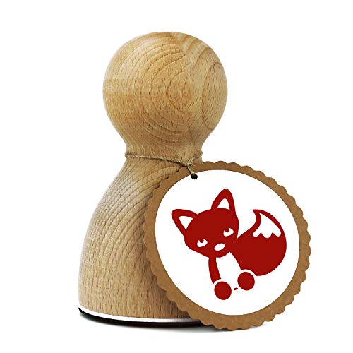 Stemplino® Maxi Stempel XL - Freddy Fuchs - 78x46 mm - für Karten, Geschenke und Selbstgemachtes DIY - hochwertiger Holzstempel - auch schön als Geschenk von Stemplino