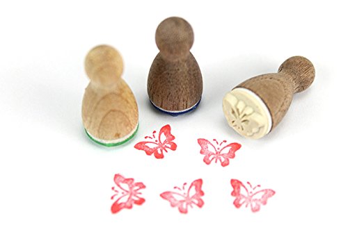 Stemplino® Ministempel - Motiv: Schmetterling - 12mm Durchmesser - Holzstempel Kinder Stempel Bullet Journal Stempel mit Schmetterling Motiv Schmetterling Stempel von Stemplino