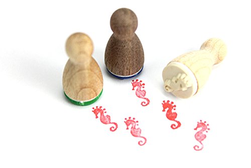 Stemplino® Ministempel - Motiv: Seepferdchen - 12mm Durchmesser - Holzstempel Kinder Stempel Bullet Journal Stempel mit Seepferdchen Motiv Seepferdchen Stempel von Stemplino