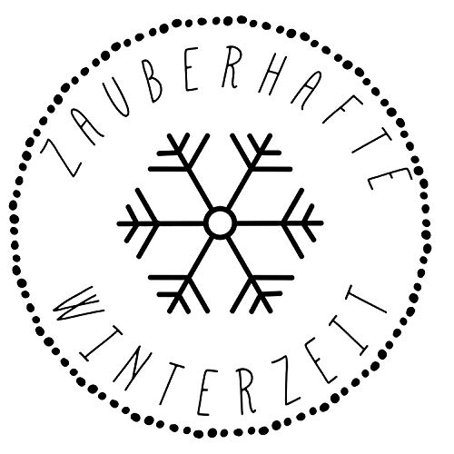 Stemplino Maxi Stempel L - Zauberhafte Winterzeit Schneeflocke - Hochwertiger Holzstempel 55x35 mm Rund - Weihnachten Kinder Schneeflocke von Stemplino