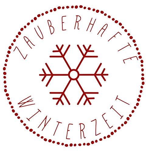 Stemplino Maxi Stempel XL - Zauberhafte Winterzeit Schneeflocke - Hochwertiger Holzstempel 78x46 mm Rund - Weihnachten Kinder von Stemplino