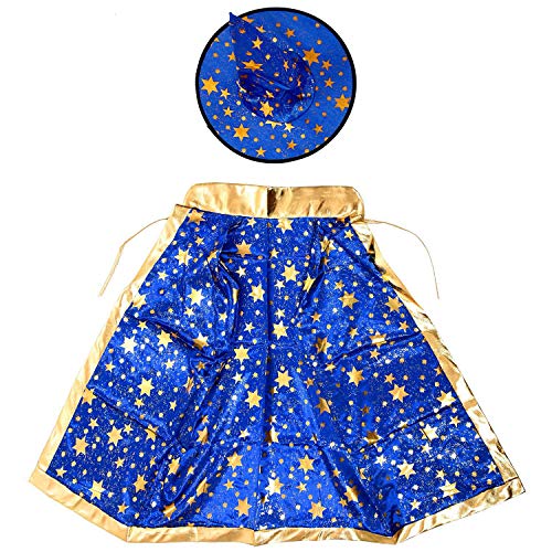 Steowsey Halloween Kostueme Hexe Zauberer Umhang mit Hut fuer Kinder Maedchen Blau Steowsey Halloween Kostueme Hexe Zauberer Umhang mit Hut fuer Kinder Maedchen Blau von Steowsey