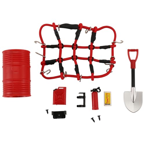 Steowsey Mini Schaufel Kraftstofftank ÖLfass FeuerlöScher GepäCknetz Dekoration für Axial SCX24 C10 1/24 RC Auto,1 von Steowsey