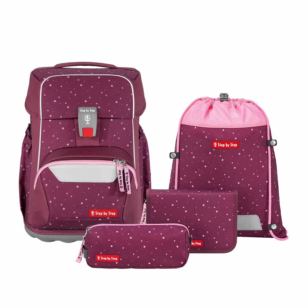 Step by Step Schulranzen-Set Basis Berry Stars 4-tlg. Step by Step Schulranzen-Set Basis Berry Stars 4-tlg. von Step by Step