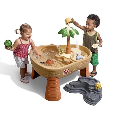 Step2 Dino Dig Sand & Wassertisch mit Dinosaurier & Jungle | Wasserspieltisch für Kinder mit 7-teiligem Zubehör Set | Wasserspielzeug / Sandtisch für den Garten von Step2