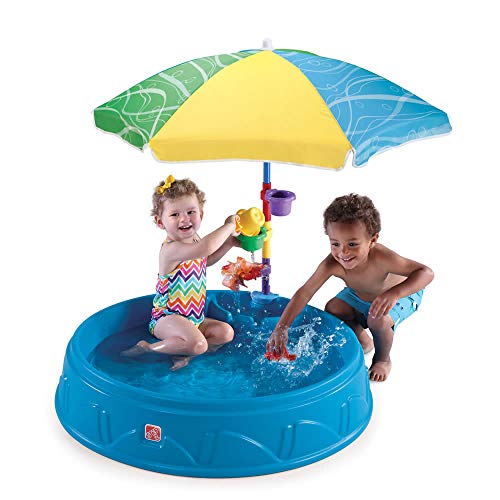 Step2 Play and Shade Planschbecken mit Sonnenschirm und Zubehör | Garten Wasser Spielzeug aus Kunststoff für Kinder in Blau | Planschbecken ohne Luft klein. von Step2