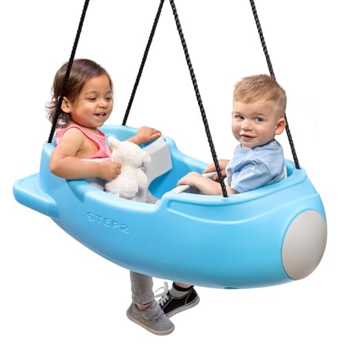 Step2 Rocket Swing Kunststoffschaukel in Blauw | Doppelschaukel in Raketenform mit Sicherheitsgurten | 95 cm max. 22,6 kg pro Kind Step2 Rocket Swing Kunststoffschaukel in Blauw | Doppelschaukel in Raketenform mit Sicherheitsgurten | 95 cm max. 22,6 kg pro Kind von Step2