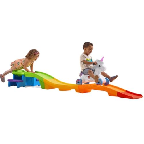 Step2 Up & Down Achterbahn Einhorn | Kinder Achterbahn mit Laufauto | 118 Zoll Spielzeug für Kinder mit Spielzeugauto von Step2