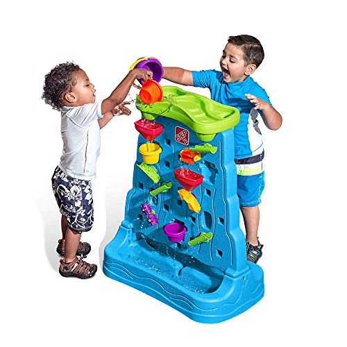 Step2 Waterfall Discovery Wall Wasserspielzeug | Wasserspieltisch für Kinder inkl. 13-teiligem Zubehör Set | Garten Wasser Spielzeug in Blau. von Step2