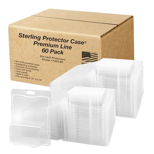 Sterling Protector Case Modell 17403 Premium Line 60 Stück für Hot Wheels Premium Druckguss, passend für Kartengröße 16,5 x 13,3 cm, langlebig, säurefrei, transparente Aufbewahrungs-Klappschale von Sterling Protector Case