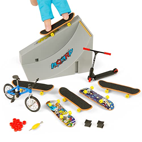 Sterneer Finger Skateboard Rampe Set, DIY Montagerampe Zubehör Set, Finger Skateboards Skate Park Rampe Teile, mit Ersatzrädern und Werkzeug für Kinder von Sterneer