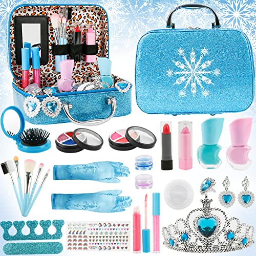 Kinderschminke Mädchen, Sterneer Waschbar Kosmetikset Spielzeug für Mädchen, Mädchen Schminke Makeup Set mit Koffer (C) von Sterneer