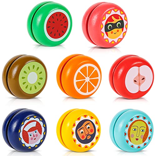 Yoyo Kinder Spielzeug, Sterneer 6 Stücke Holz JoJo Kinder, JoJo für Kindergeburtstagsgeschenke, Partys (Fruchtzeichen Jo-Jo) von Sterneer