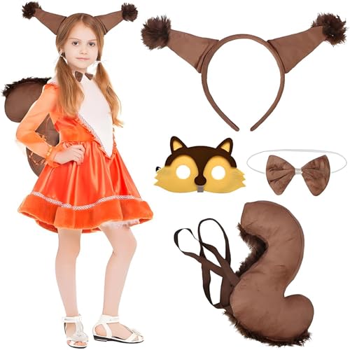 Sternstunde Kinder Tierkostüm, Eichhörnchen Mädchen Verkleidung - Eichhörnchen Kostüm, mit Ohren, Schwanz, Maske, Krawatte, Karneval Fasching Cosplay Tierkostüm Sternstunde Kinder Tierkostüm, Eichhörnchen Mädchen Verkleidung - Eichhörnchen Kostüm, mit Ohren, Schwanz, Maske, Krawatte, Karneval Fasching Cosplay Tierkostüm von Sternstunde
