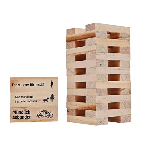 Sternstunde 48 Stück Holz Block Tower Spiel - Deutsches Turm Stapelspiel für Erwachsene - EIN Romantisches und spannendes Paarsspiel Sternstunde 48 Stück Holz Block Tower Spiel - Deutsches Turm Stapelspiel für Erwachsene - EIN Romantisches und spannendes Paarsspiel von Sternstunde