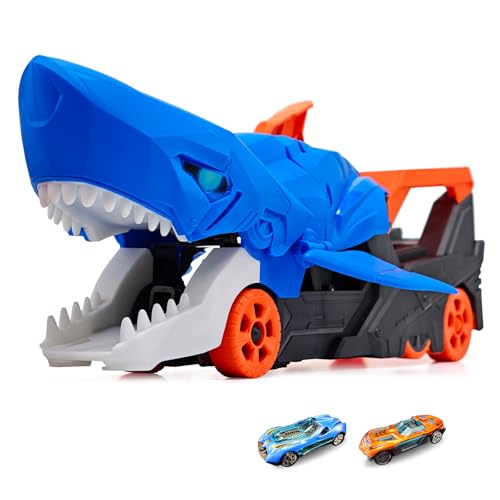 Sternstunde Drachen-Starter-Transporter und Auto im Maßstab 1:64, mit 2 Laufkatzen, Fahrzeuge ausschießend, für bis zu 5 Fahrzeuge (Hai) von Sternstunde