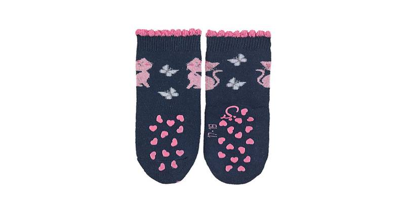 ABS-Krabbelsöck. DP Katze+Herz Socken dunkelblau Gr. 20 Mädchen Kinder von Sterntaler