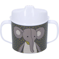 STERNTALER 6842261 Henkeltasse + Trinkaufsatz Elefant Eddy + Hase Happy mattgrün von Sterntaler