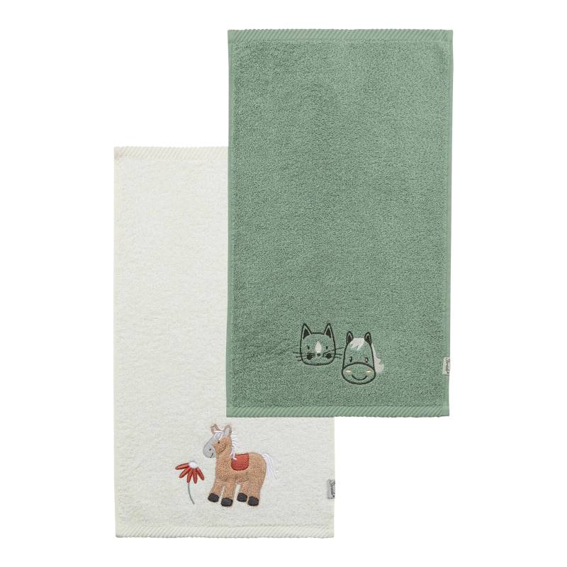 Sterntaler 2er-Pack Kinderhandtücher 50x30 cm gruen | weiss von Sterntaler