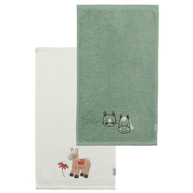 Sterntaler Kinderhandtuch Doppelpack 50 x 30 cm Bauernhof steingrün von Sterntaler