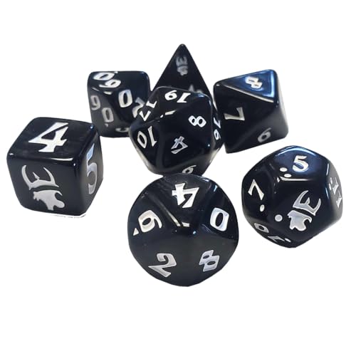 Munchkin Polyhedral Dice Set Black/White | Custom Dice, Perfect for use with Steve Jackson Games, DND, RPGs, Tabletop Games, and Role-Playing Adventures von Steve Jackson Games