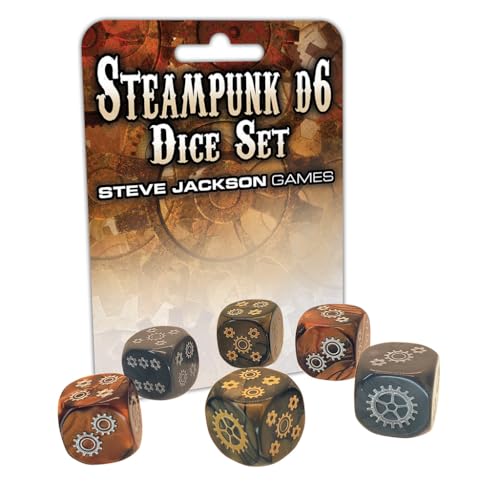 Steampunk D6 Dice Set | Custom Dice, Perfect for use with Steve Jackson Games, DND, RPGs, Tabletop Games, and Role-Playing Adventures von Steve Jackson Games