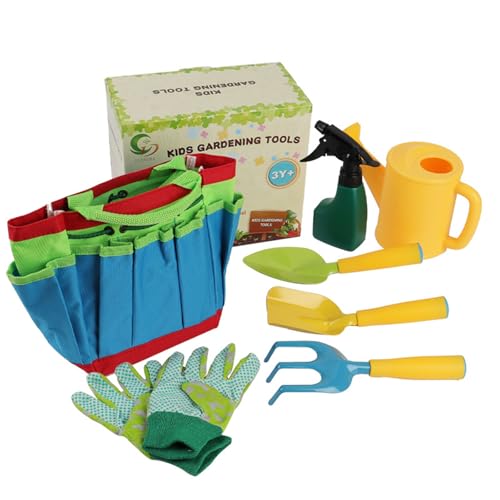 STGBCST Kinder Gartengeräte, Gartenspielzeug, Garten-Spielset – 7-teiliges Gartenspielzeug mit Tragetasche (24x28cm), BPA-frei & Robust für Sandspiel & Outdoor von Stgbcst