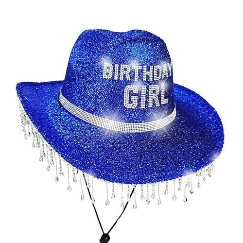 Damencowboyhut | Geburtstagsmädchen Hut | Strasssteine Verzierungen Hüte für Erwachsene Festival Reise Urlaub Party Geburtstag von Stibtmr