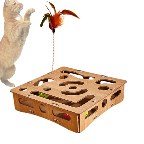 Puzzle Spielzeug Für Katzen, Katzenkinder Labyrinth Spielzeug, Holz Puzzle Spiel Förderung Spielspaß Langeweile Reduzierung Labyrinth Box Spiel für Intelligente Katzen Puzzle Spielzeug Für Katzen, Katzenkinder Labyrinth Spielzeug, Holz Puzzle Spiel Förderung Spielspaß Langeweile Reduzierung Labyrinth Box Spiel für Intelligente Katzen von Stibtmr