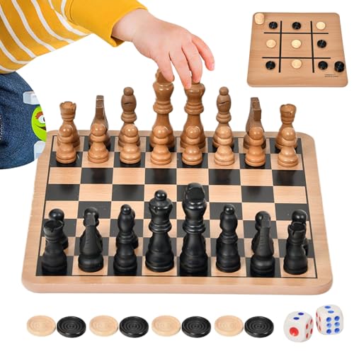 Schachspiel Aus Holz,Schachspiel aus Holz - Beidseitiges Spielbrett Mit Figuren Für Anfänger Kinder Erwachsene Familie Reise Zuhause von Stibtmr